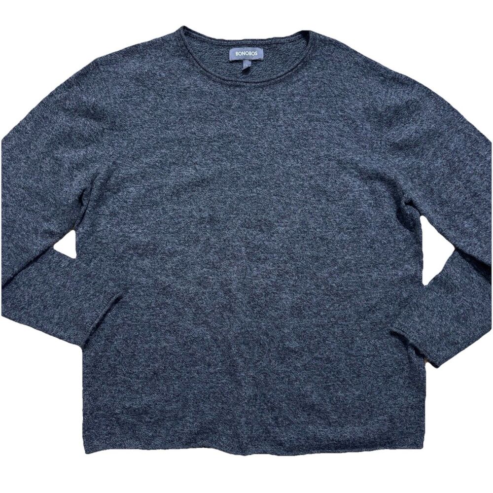 Bonobos Sweater Sz Large Gray Cotton Cashmere Crew Neck Pullover Preppy Golf